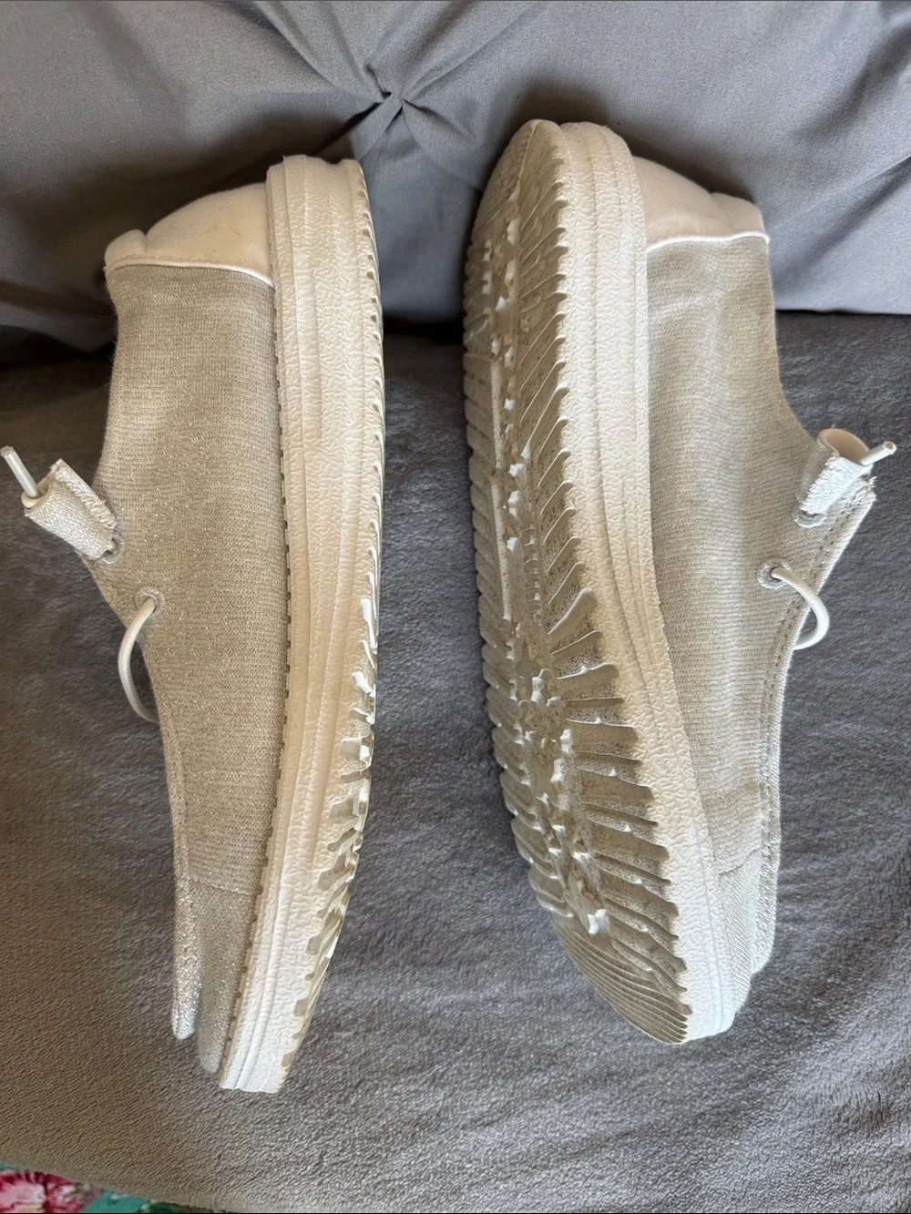 Hey Dude sparkle silver Canvas Slip-On Loafers